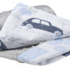 Medi Partners Blanket 75x100 cotton + minky – Retro Cars + gray Minky