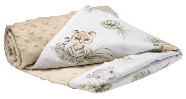 Medi Partners Blanket 75x100 cotton + minky – Safari + beige Minky