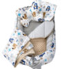 Medi Partners Cocoon in a 5-piece set (cocoon / insert / butterfly pillow / flat pillow / quilt 75x55) – Animals in the forest + beige minky