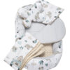 Medi Partners Cocoon in a 5-piece set (cocoon / insert / butterfly pillow / flat pillow / quilt 75x55) – Mint Zoo + beige Minky