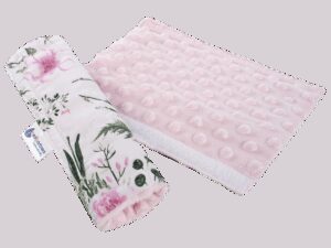 Medi Partners Cotton + minky car seat belt protector – Flowers + pink minky