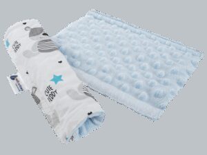 Medi Partners Cotton + minky car seat belt protector – Teddy + blue minky