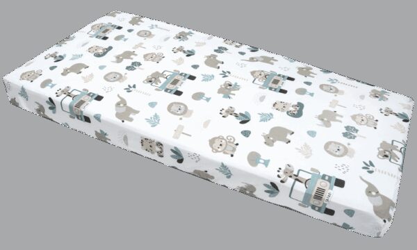 Medi Partners Fitted sheet for bed 120x60 – cotton – Mint Zoo