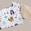 Medi Partners Quilt 55x75 + pillow 35x30 cotton + minky – Animals in the forest + beige minky