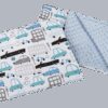 Medi Partners Quilt 55x75 + pillow 35x30 cotton + minky – Cars + blue minky