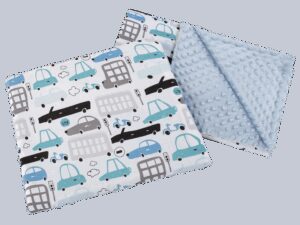 Medi Partners Quilt 55x75 + pillow 35x30 cotton + minky – Cars + blue minky