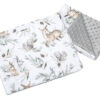 Medi Partners Quilt 55x75 + pillow 35x30 cotton + minky – Deer in leaves + gray Minky