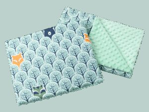 Medi Partners Quilt 55x75 + pillow 35x30 cotton + minky – Forest + minty minky