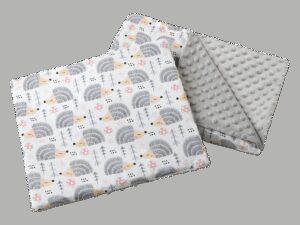 Medi Partners Quilt 55x75 + pillow 35x30 cotton + minky – Gray Hedgehogs + gray minky