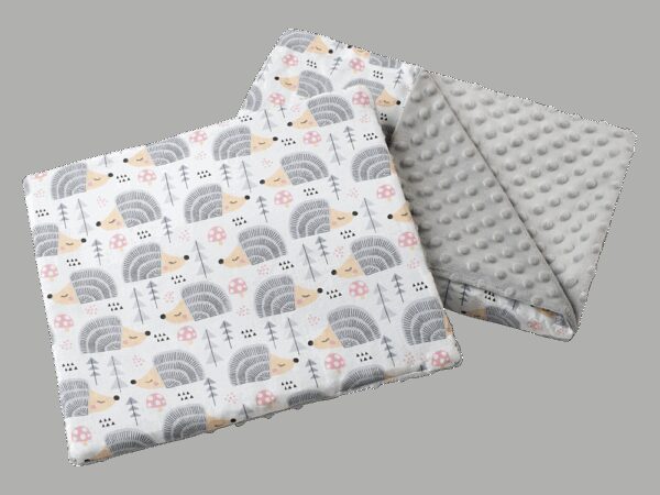 Medi Partners Quilt 55x75 + pillow 35x30 cotton + minky – Gray Hedgehogs + gray minky