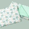 Medi Partners Quilt 55x75 + pillow 35x30 cotton + minky – Mint hedgehogs + minty minky
