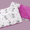 Medi Partners Quilt 55x75 + pillow 35x30 cotton + minky – Teddy + dark pink minky