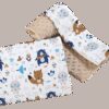 Medi Partners Quilt 75x100 + pillow 35x30 cotton + minky – Animals in the forest + beige minky