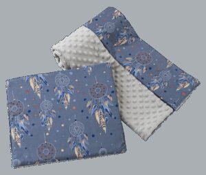 Medi Partners Quilt 75x100 + pillow 35x30 cotton + minky – Dreamcatchers + gray minky