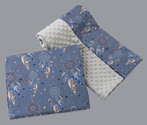 Medi Partners Quilt 75x100 + pillow 35x30 cotton + minky – Dreamcatchers + gray minky