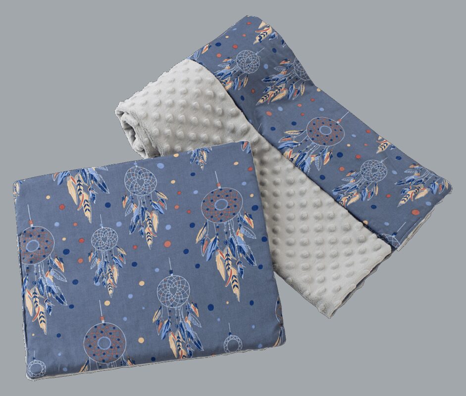 Medi Partners Quilt 75x100 + pillow 35x30 cotton + minky – Dreamcatchers + gray minky