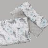 Medi Partners Quilt 75x100 + pillow 35x30 cotton + minky – Flowers + gray minky
