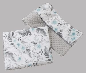 Medi Partners Quilt 75x100 + pillow 35x30 cotton + minky – Flowers + gray minky