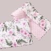 Medi Partners Quilt 75x100 + pillow 35x30 cotton + minky – Flowers + light pink minky