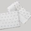 Medi Partners Quilt 75x100 + pillow 35x30 cotton + minky – Gray stars on white + white minky