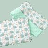 Medi Partners Quilt 75x100 + pillow 35x30 cotton + minky – Mint hedgehogs + minty minky