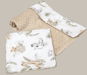 Medi Partners Quilt 75x100 + pillow 35x30 cotton + minky – Safari + beige Minky