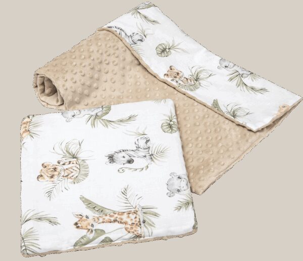 Medi Partners Quilt 75x100 + pillow 35x30 cotton + minky – Safari + beige Minky