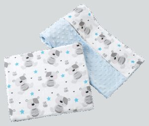Medi Partners Quilt 75x100 + pillow 35x30 cotton + minky – Teddy + blue minky