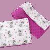 Medi Partners Quilt 75x100 + pillow 35x30 cotton + minky – Teddy + dark pink minky