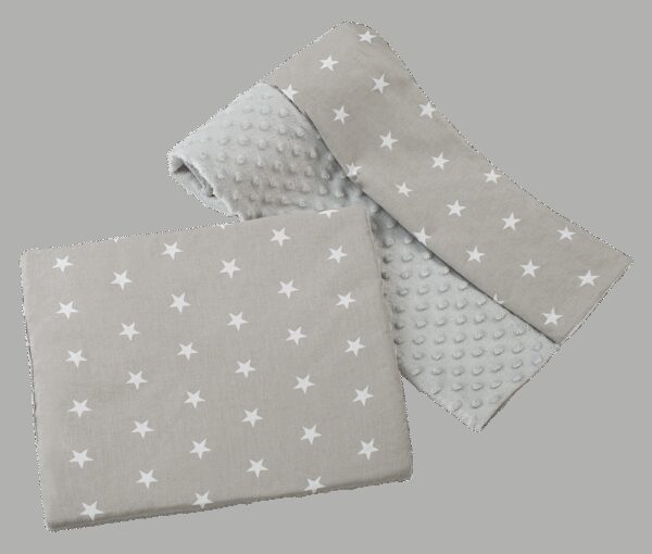Medi Partners Quilt 75x100 + pillow 35x30 cotton + minky – White stars on gray + gray minky