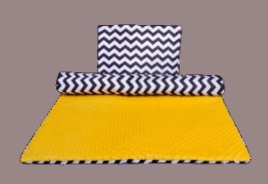 Medi Partners Quilt 75x100 + pillow 35x30 cotton + minky – Zygzag + yellow minky