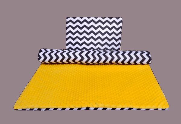 Medi Partners Quilt 75x100 + pillow 35x30 cotton + minky – Zygzag + yellow minky