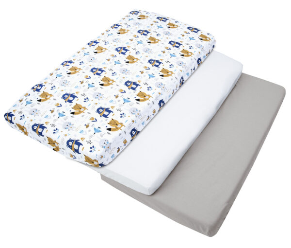 Medi Partners Set of 3 pcs. Fitted Sheet 60x120 cm 100% Cotton Baby Bed Linen Mattress
