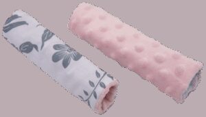 Medi Partners Stroller belt protectors (2 pcs.) cotton + minky – Berry + pink Minky