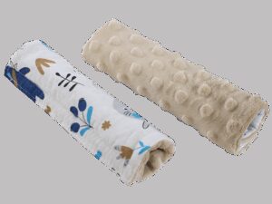 Medi Partners Stroller belt protectors (2 pcs.) cotton + minky – Boho animals + beige minky