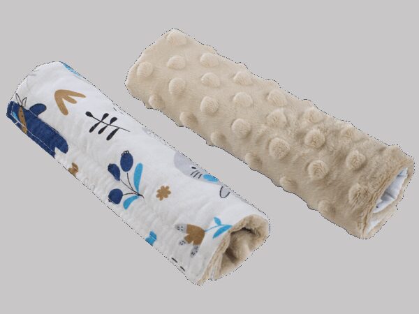 Medi Partners Stroller belt protectors (2 pcs.) cotton + minky – Boho animals + beige minky