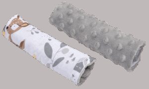 Medi Partners Stroller belt protectors (2 pcs.) cotton + minky – Jelonki + gray Minky