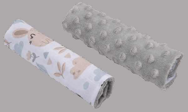 Medi Partners Stroller belt protectors (2 pcs.) cotton + minky – Polana + gray minky