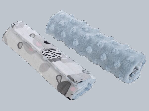 Medi Partners Stroller belt protectors (2 pcs.) cotton + minky – Teddy + blue minky