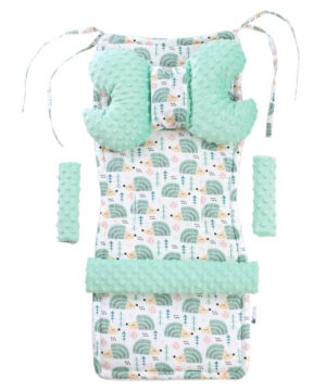 Medi Partners Stroller insert in a 4-piece set - Hedgehogs + minky minky