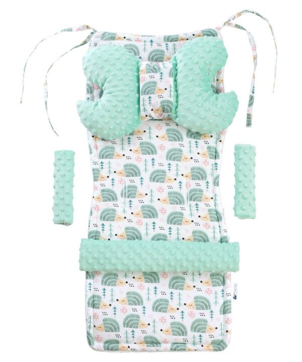 Medi Partners Stroller insert in a 4-piece set - Hedgehogs + minky minky