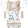 Medi Partners Stroller insert in a 4-piece set - Mint Zoo + beige Minky