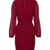 Mela London Ruha 'LONG SLEEVE PLEATED BELTED DRESS'  piros