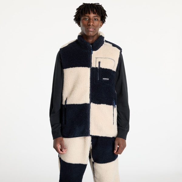 Mellény Gramicci Checkered Sherpa Vest UNISEX Natural / Navy Check L-alacsony-ár