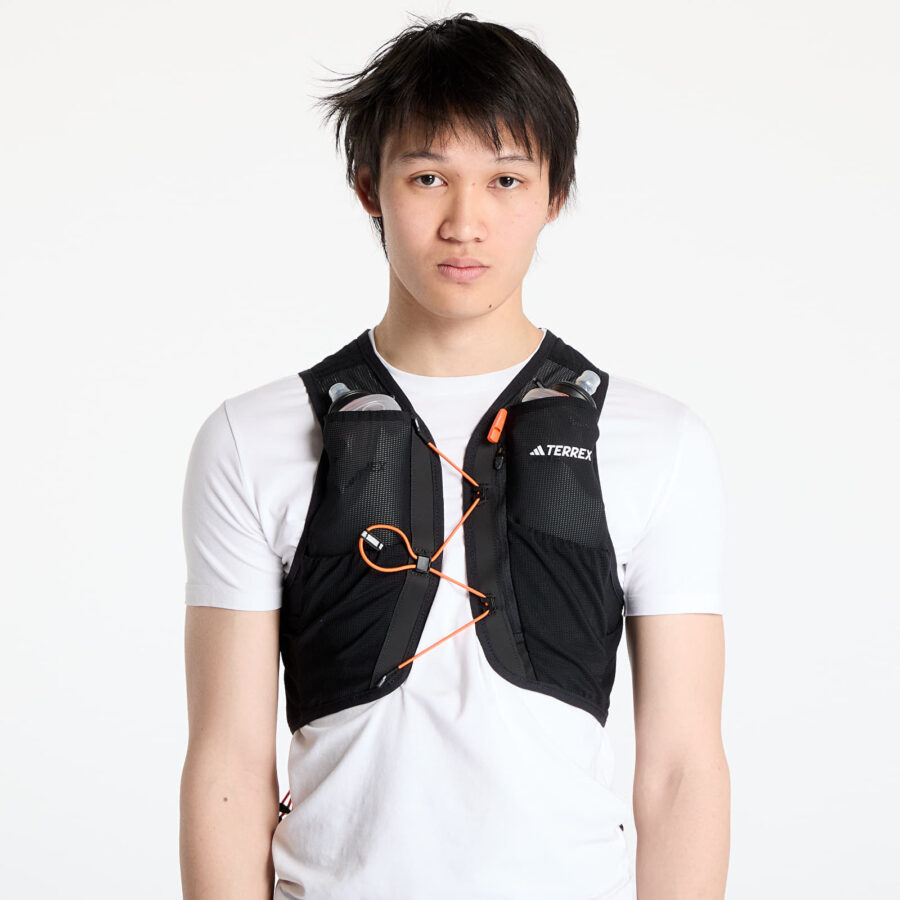 Mellény adidas Terrex Techrocktrail Running Vest 5 L UNISEX Black/ White/ Impact Orange S-alacsony-ár