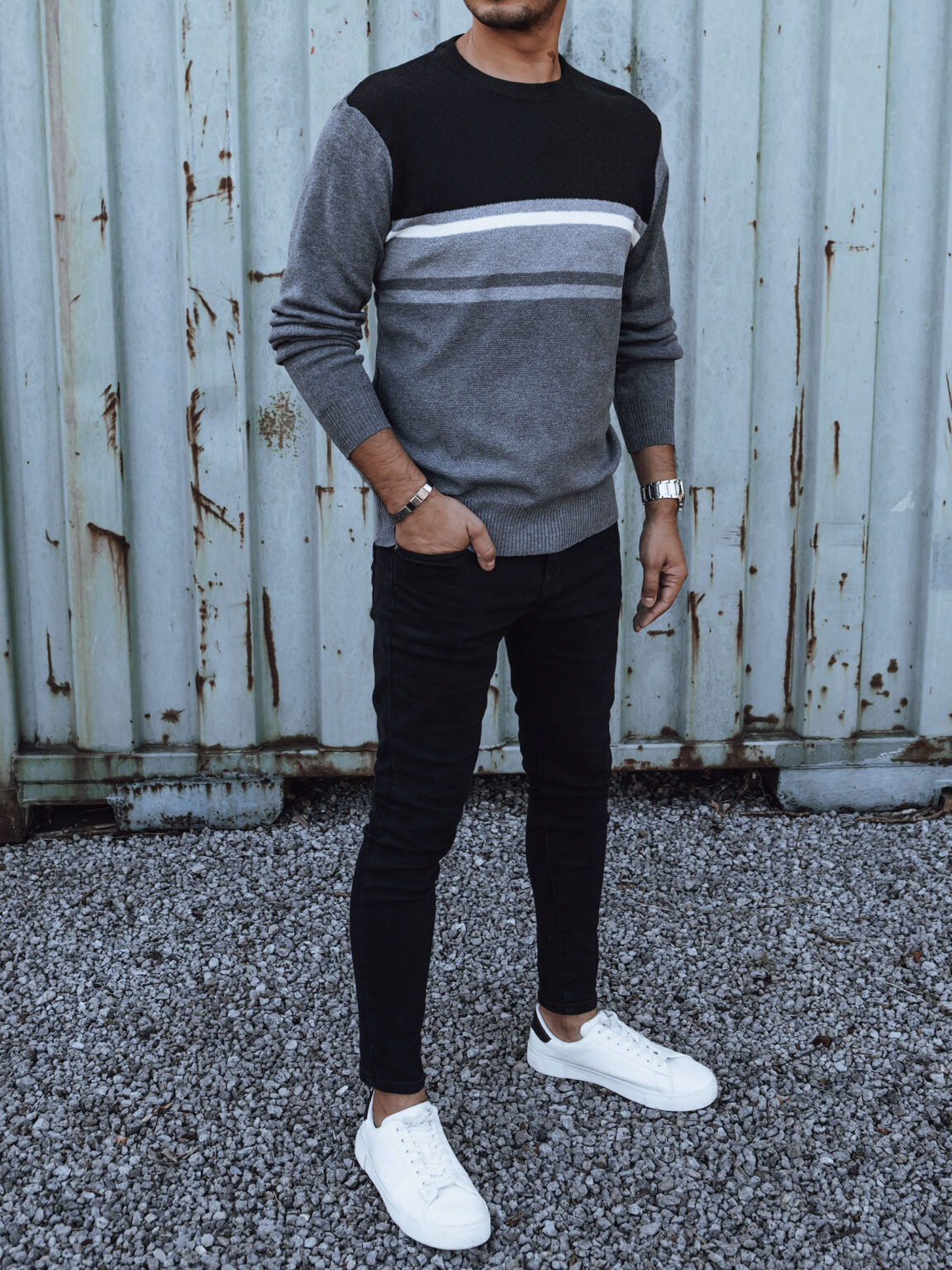 Men's sweater black-gray Dstreet
