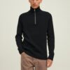 Men's Black Ribbed Sweater with Zipper Jack & Jones Perfect - Men