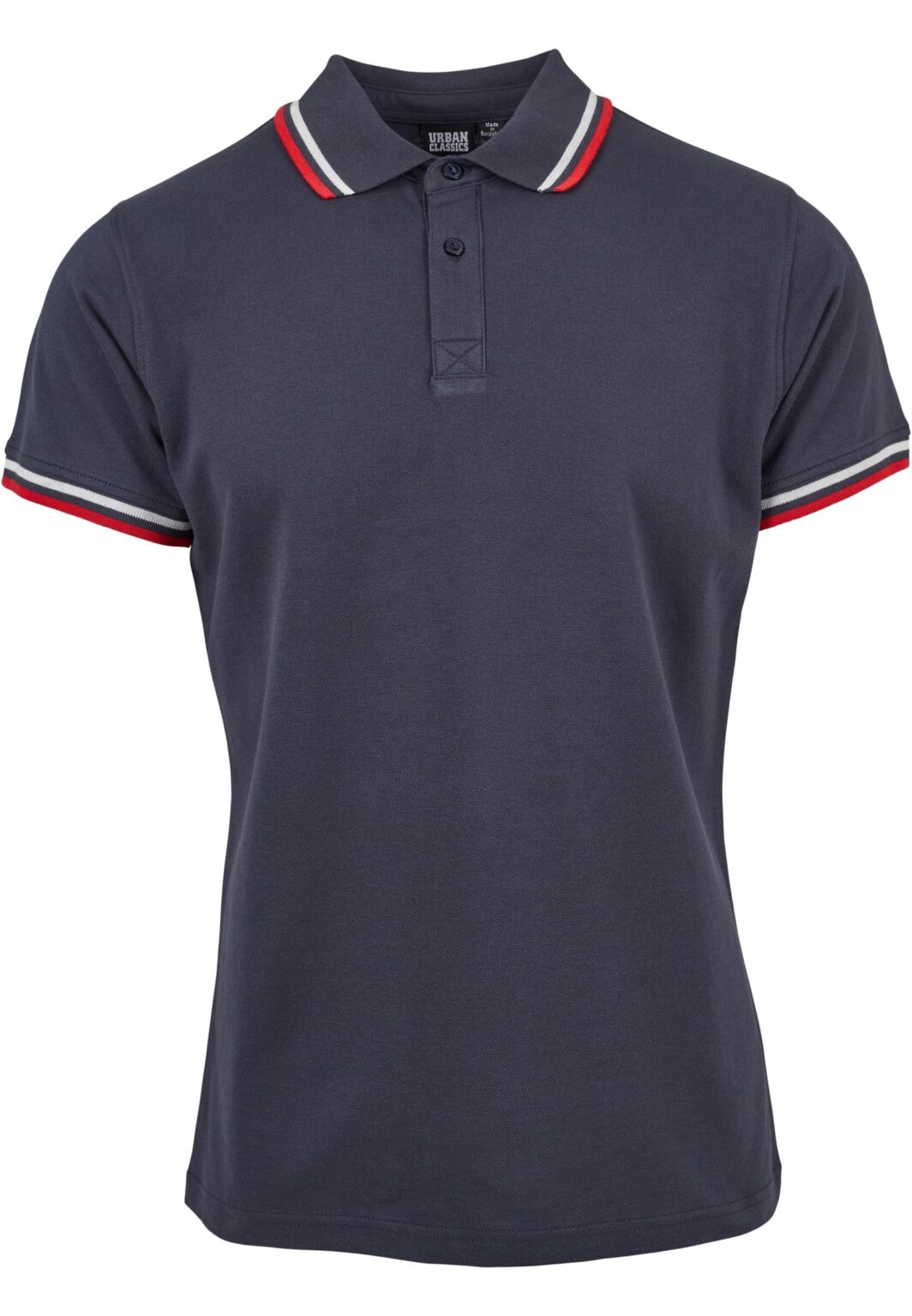 Men's Double Stripe Polo Shirt Navy/Blue/Flame Red