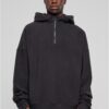 Men's Oversized Half Zip Hoody Black Fleece Sweatshirt