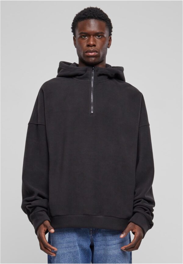 Men's Oversized Half Zip Hoody Black Fleece Sweatshirt